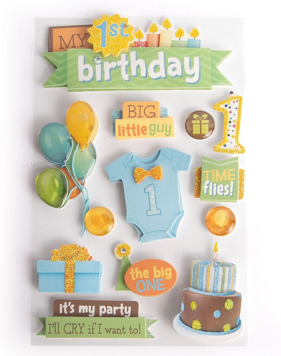 3D Çıkartmalar 4.5"x8.5"-1st Birthdayy-Boy