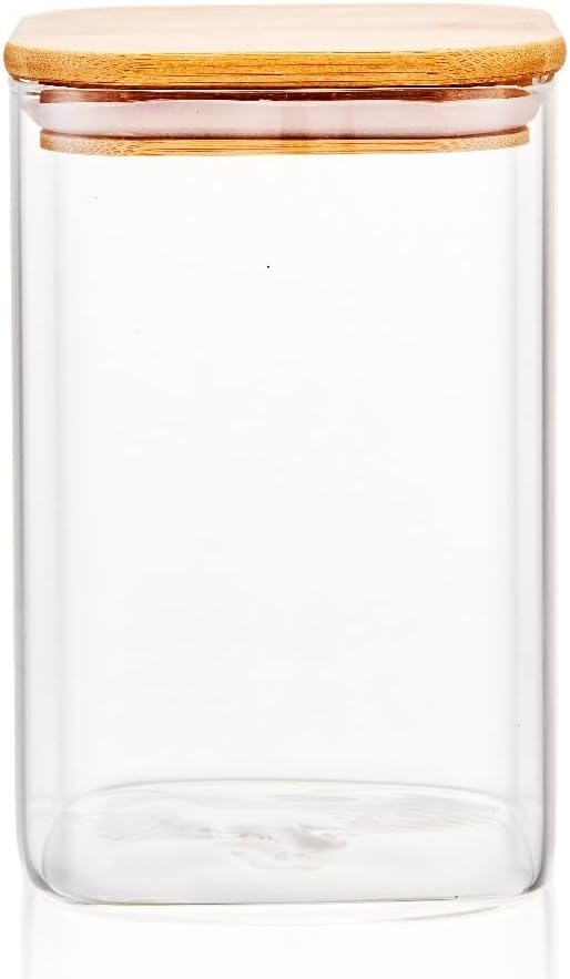1100ml Sızdırmaz Vakumlu Bambu Kapaklı Borosilikat Cam Kavanoz – Hava Geçirmez & Dayanıklı Gıda Saklama Kabı (10cm x 17cm)