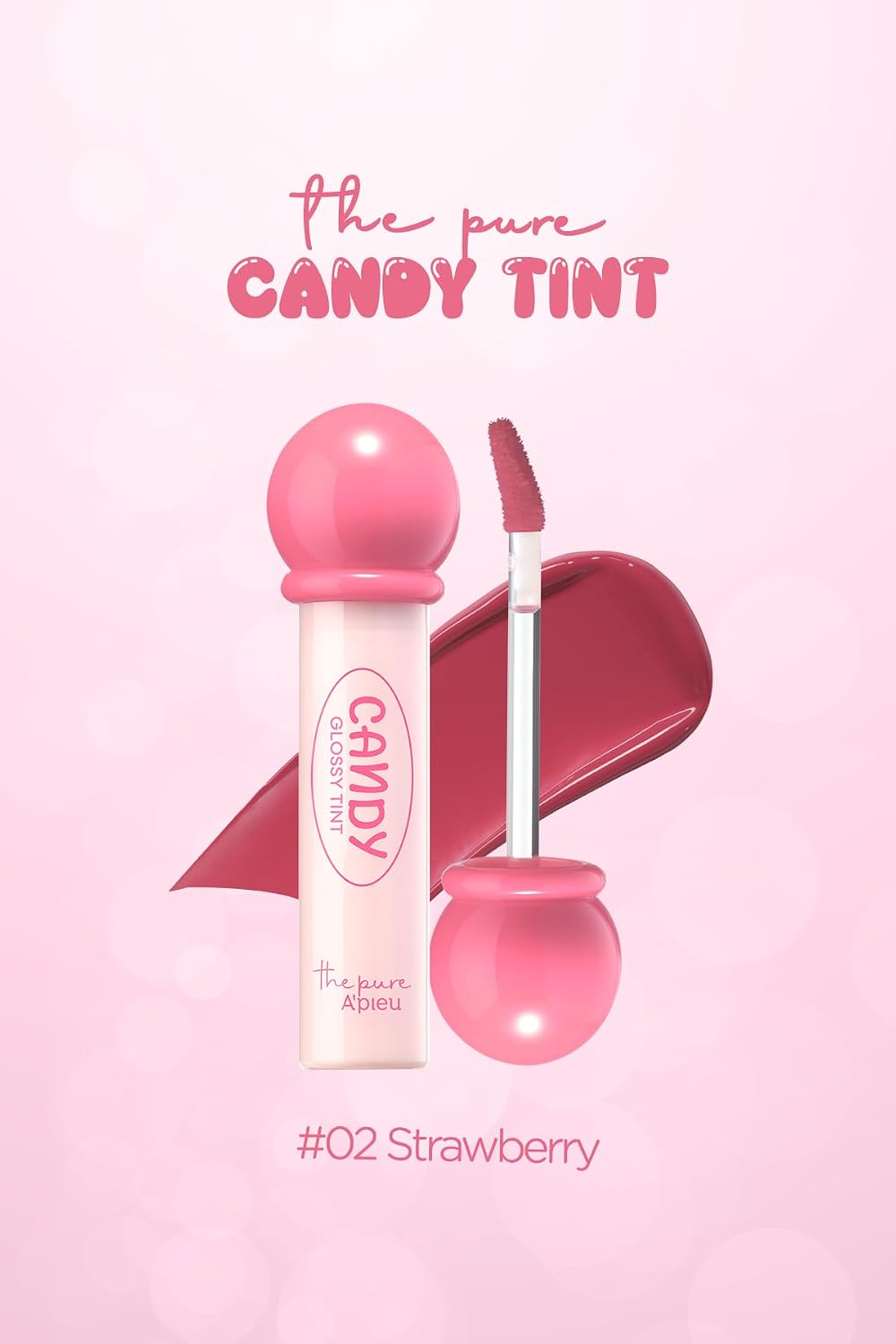 Uzun Süre Kalıcı, Parlak Bitişli, Su Bazlı Tint A'pıeu The Pure Candy Tint (NO.02 STRAWBERRY)