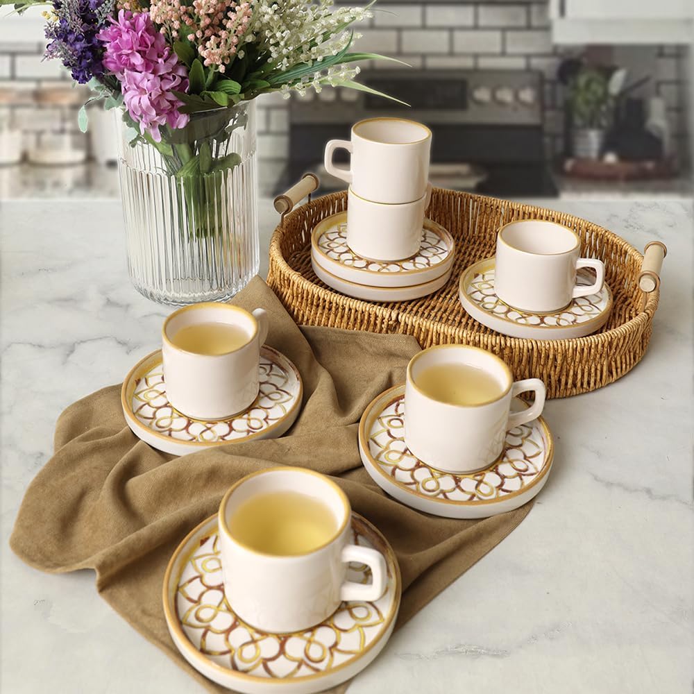 Worn Gold Stackable Çay Takımı 12 Parça 6 Kişilik 22968-23057