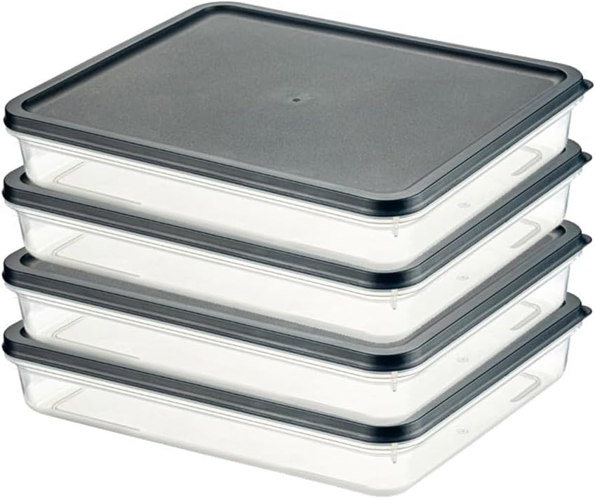 4 Adet Buzdolabı Organizeri – PP Plastik Şeffaf ve Ayarlanabilir Saklama Kabı, Gıdaları Taze Tutan Fresh Box, Çok Amaçlı,Mikrodalga ve Bulaşık Makinesi Uyumlu (Gri, 2600 Ml)
