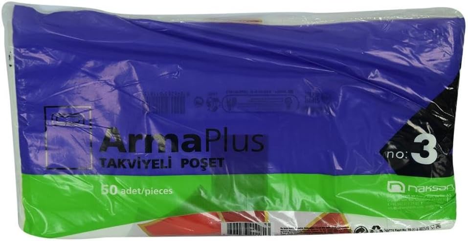 ArmaPlus Takviyeli Çanta Poşet Beyaz Üzeri Desenli 30X45 50 Adet No:3