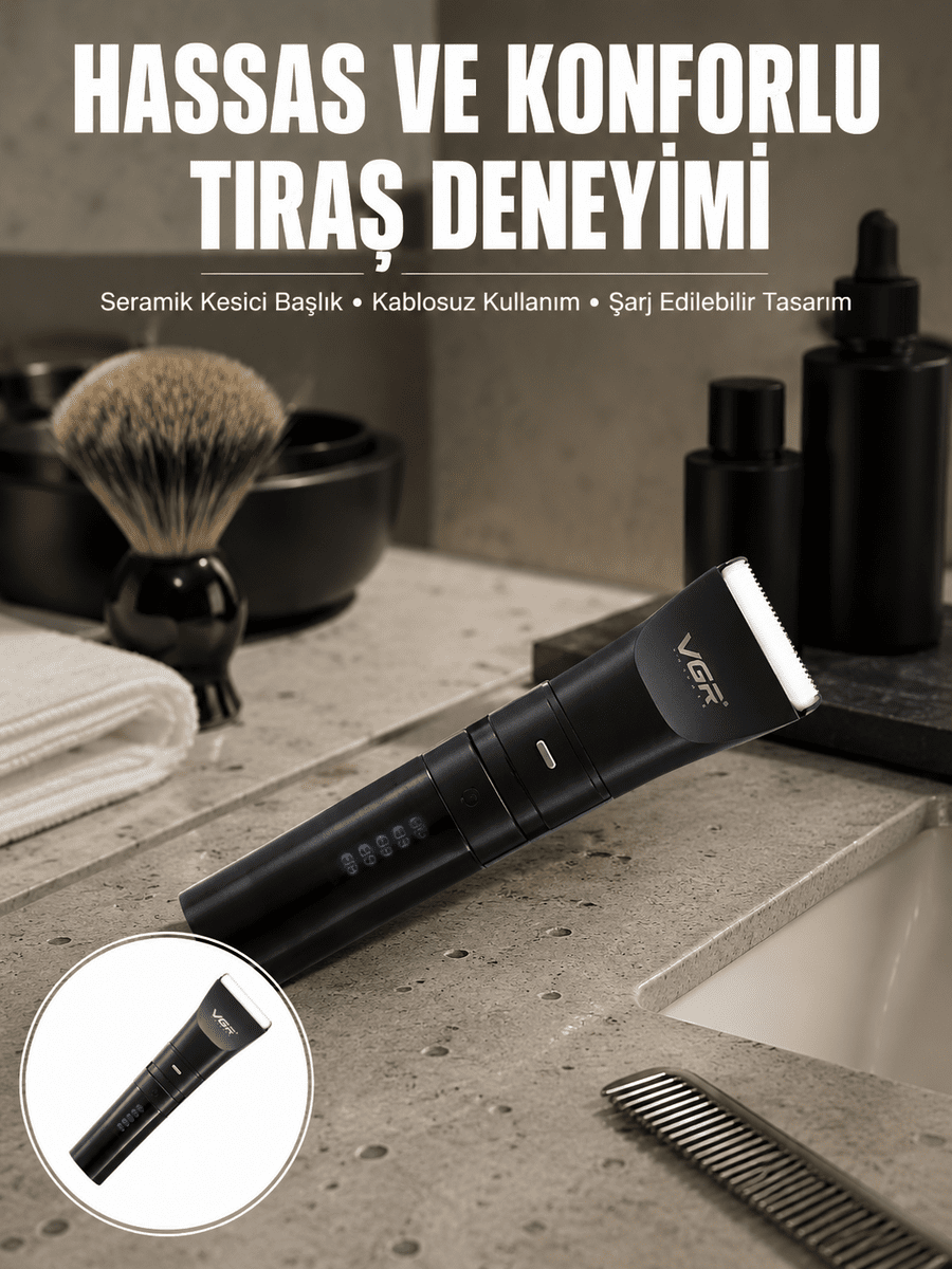 Suya Dayanıklı Tıraş Makinesi – Hassas Paslanmaz Çelik ve Titanyum Bıçak Yeni Nesil