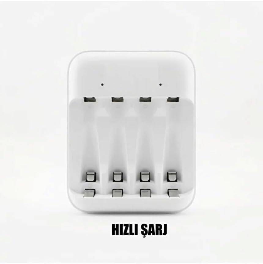 4lü Hızlı AA +AAA Kalem Pil Şarj Cihazı Aleti - Sadece Ni Mih Ni-Mh/Ni-Cd Şarjlı Pıllere Uyumludur