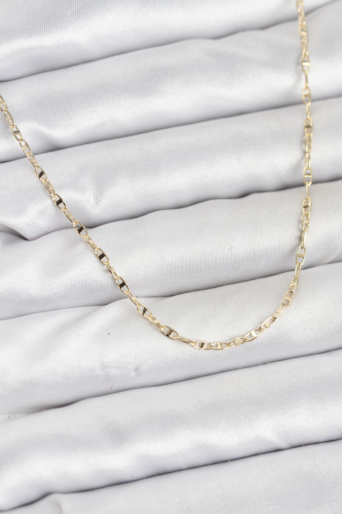 CM 14K Gold Renk Pirinç Gemi Zinciri Model Kadın Kolye