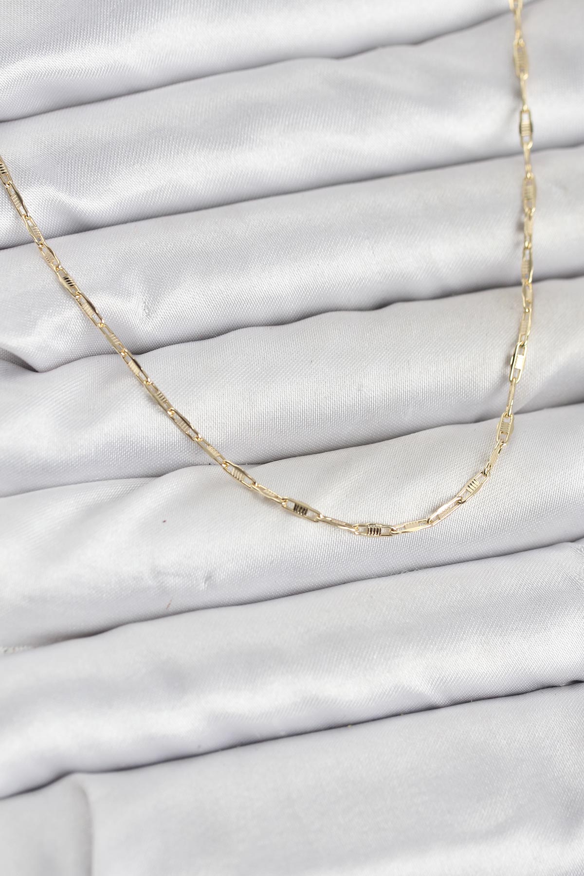 CM 14K Gold Renk Pirinç Ataç Zincir 60 cm Kadın Kolye