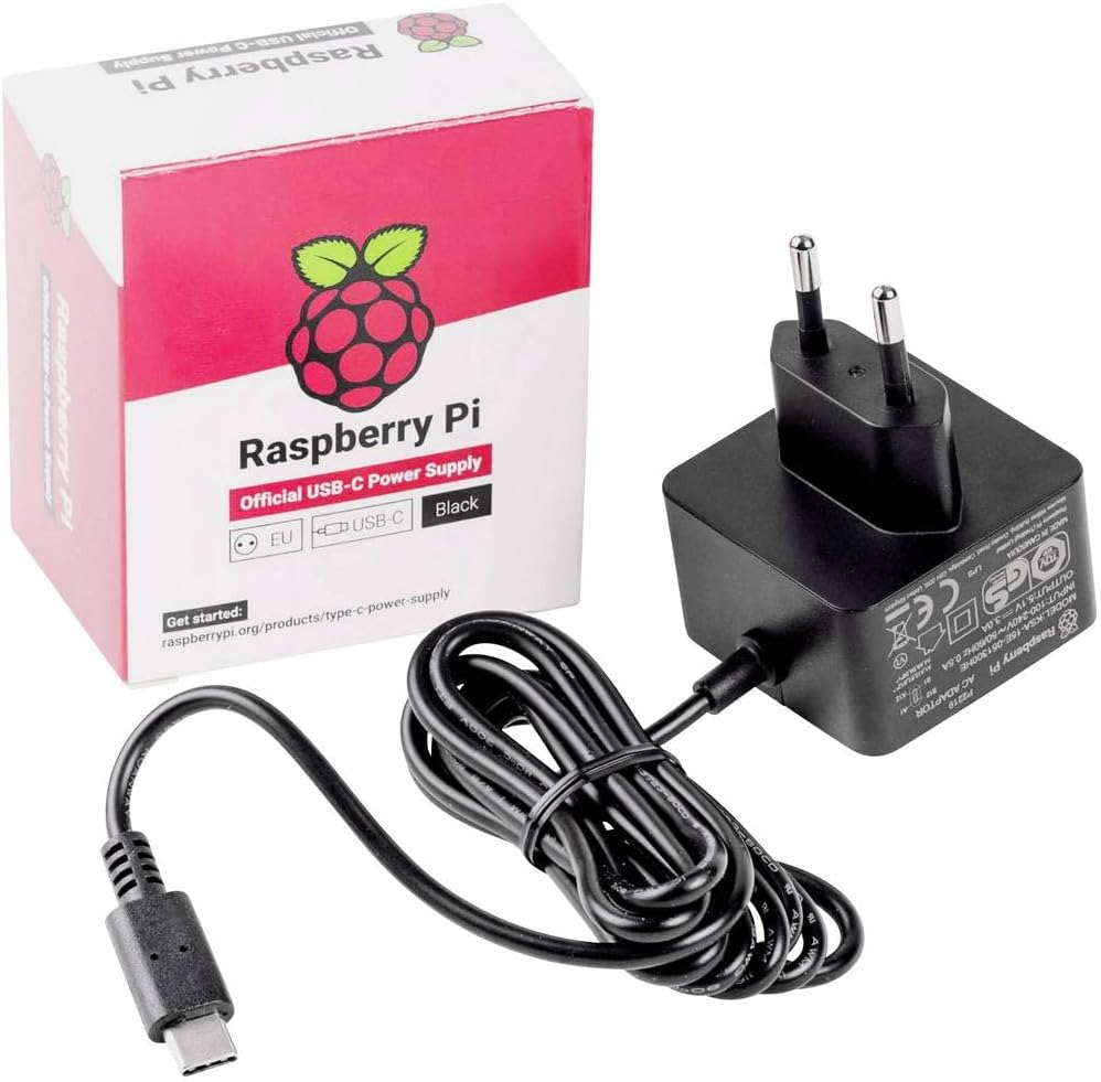 Raspberry 4596 Pi - 4 Model B, USB-C, 5.1V, 3A için resmi güç kaynağı