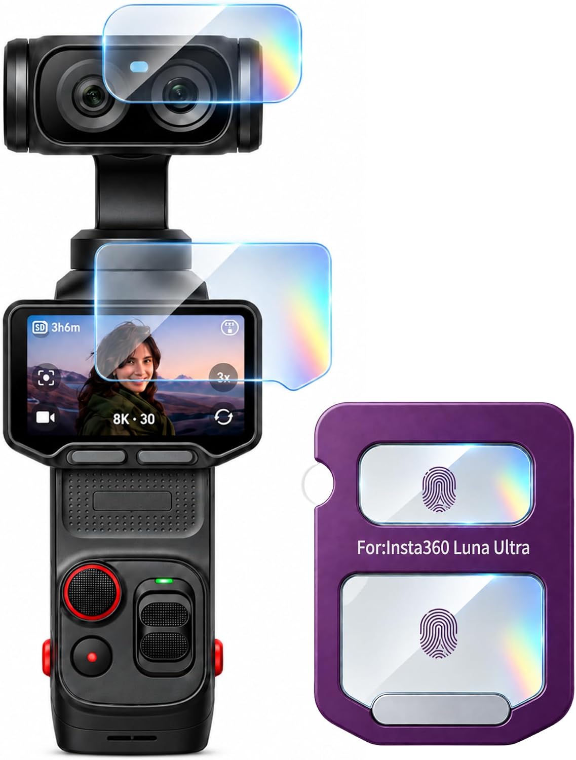 Insta360 Luna Ultra ile Uyumlu Temperli Cam Koruyucu