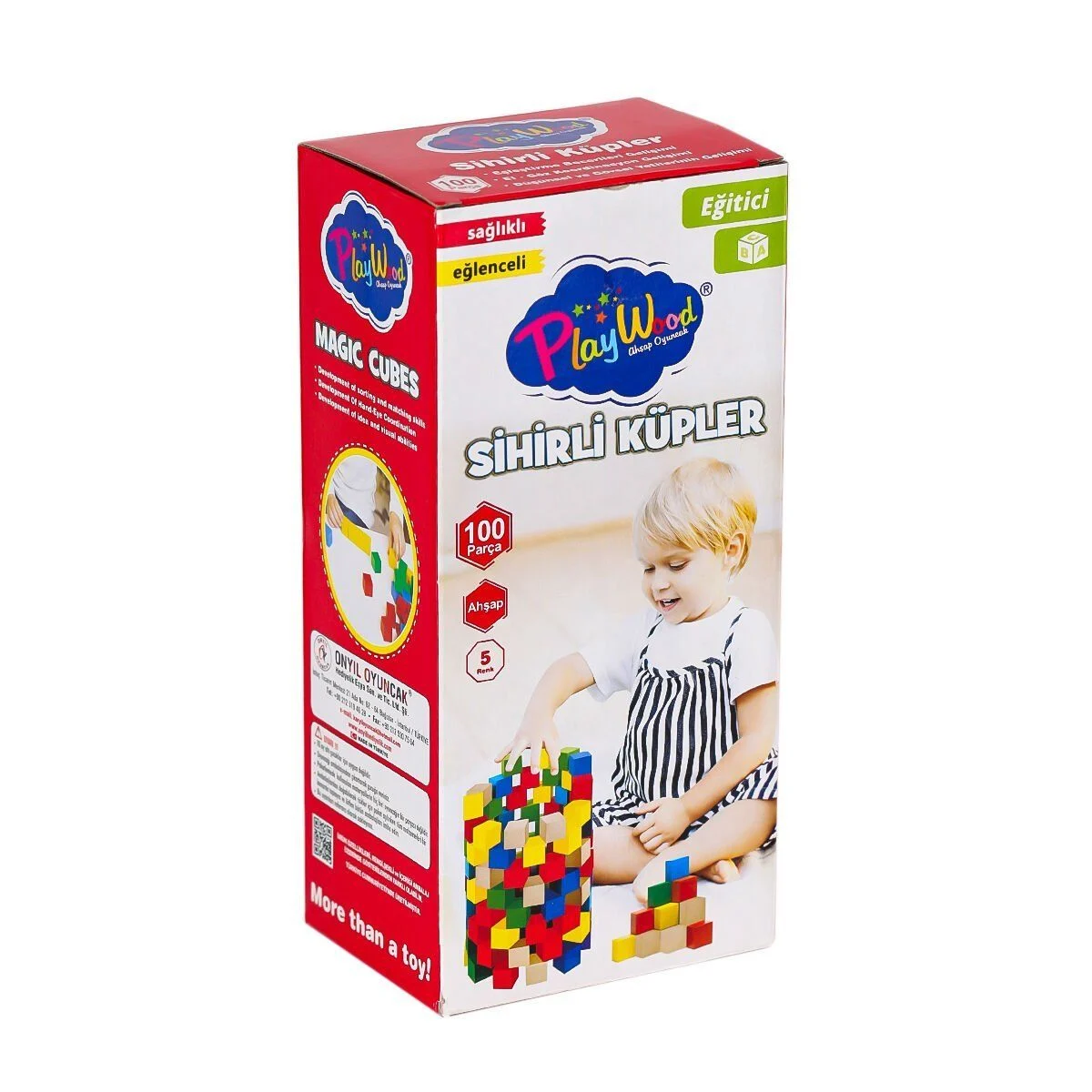 ONY-359 Ahşap Sihirli Küpler 100 Parça -Onyıl Oyuncak