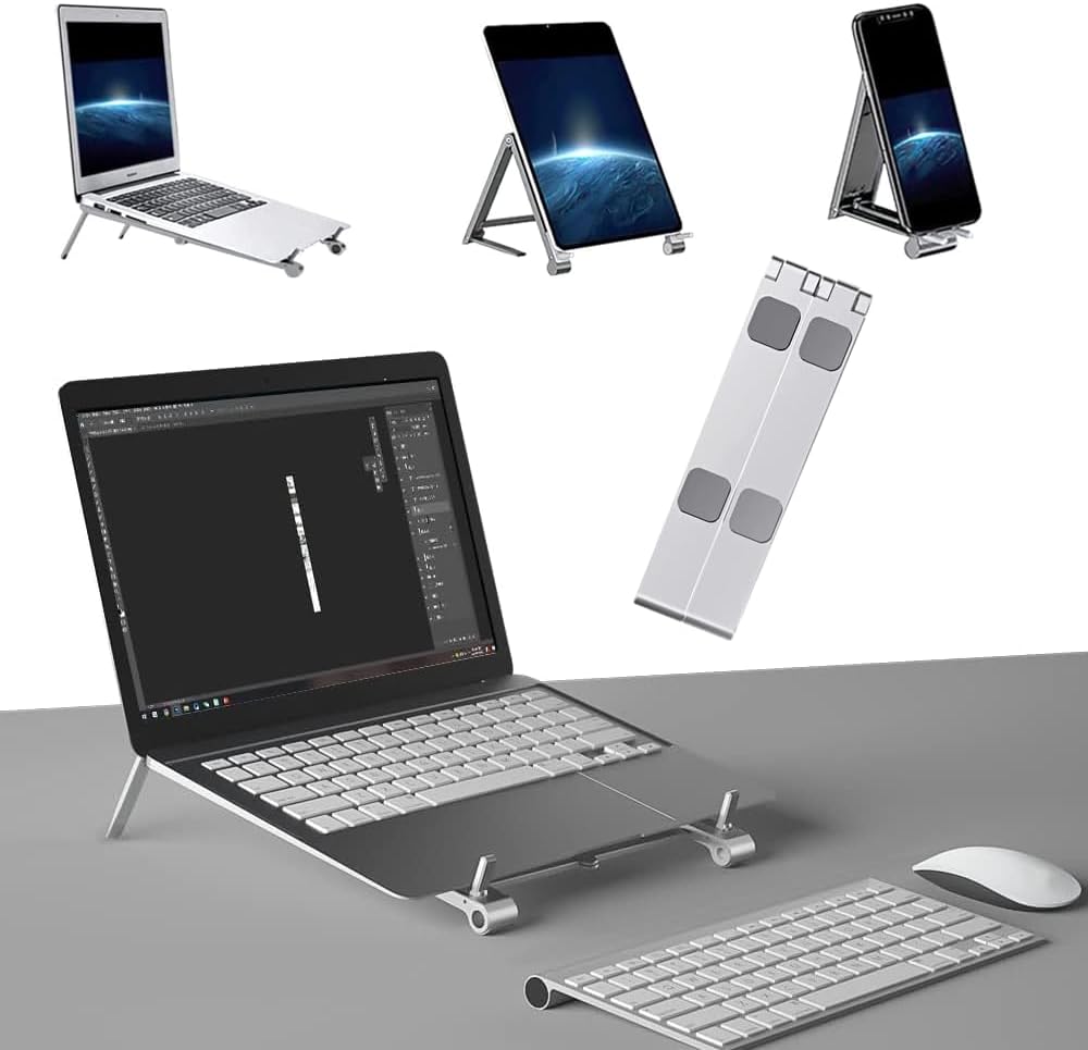 Ayarlanabilir Yüksek Kalite Metal Laptop Dizüstü Stand, Katlanabilir Taşınabilir Laptop, Tablet Telefon Yükseltici Standı Tutucusu, ipad uyumlu, macbook uyumlu