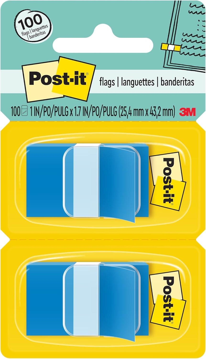 Bayraklar, 50/Dispenser, 2 Dispenser/Paket, 1" Geniş, Parlak Mavi (680-BB2)