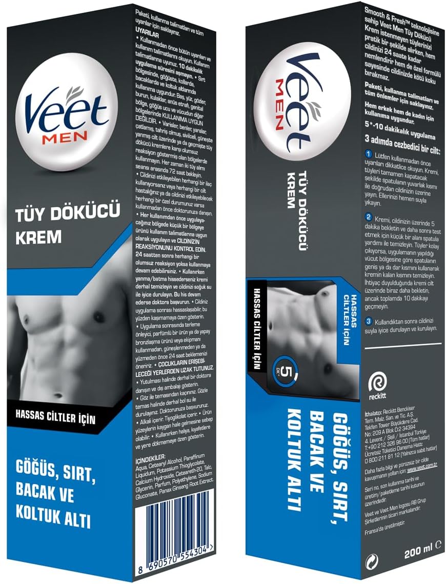 Men Tüy Dökücü Krem Erkeklere Özel Hassas Ciltler İçin (1 x 200 ML)