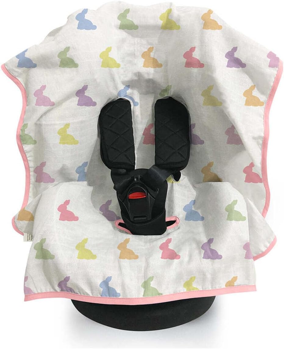 %100 Pamuk Müslin Puset & Oto Koltuk Örtüsü - Rainbow Lapin Pink POKORT-RLP-000STD