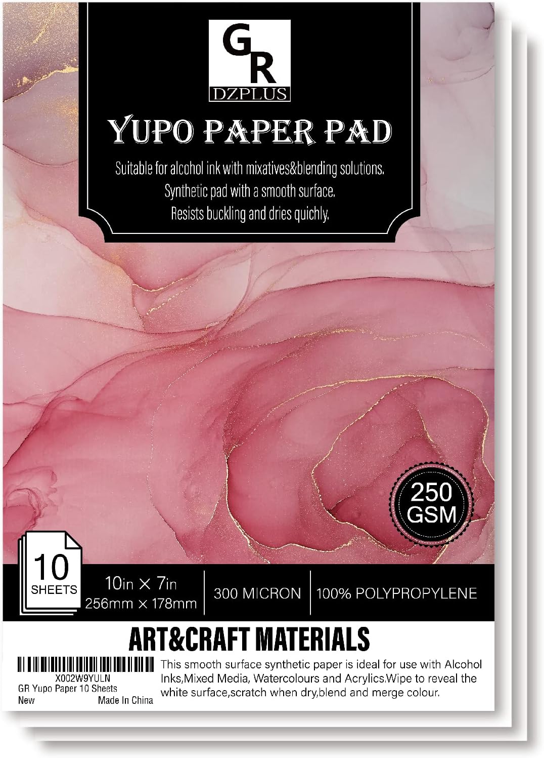 Yupo Paper 10 Yaprak, Alkol Bazlı Mürekkep için Ağır Beyaz Kağıt | 10 inç x 7 inç | 250 GSM