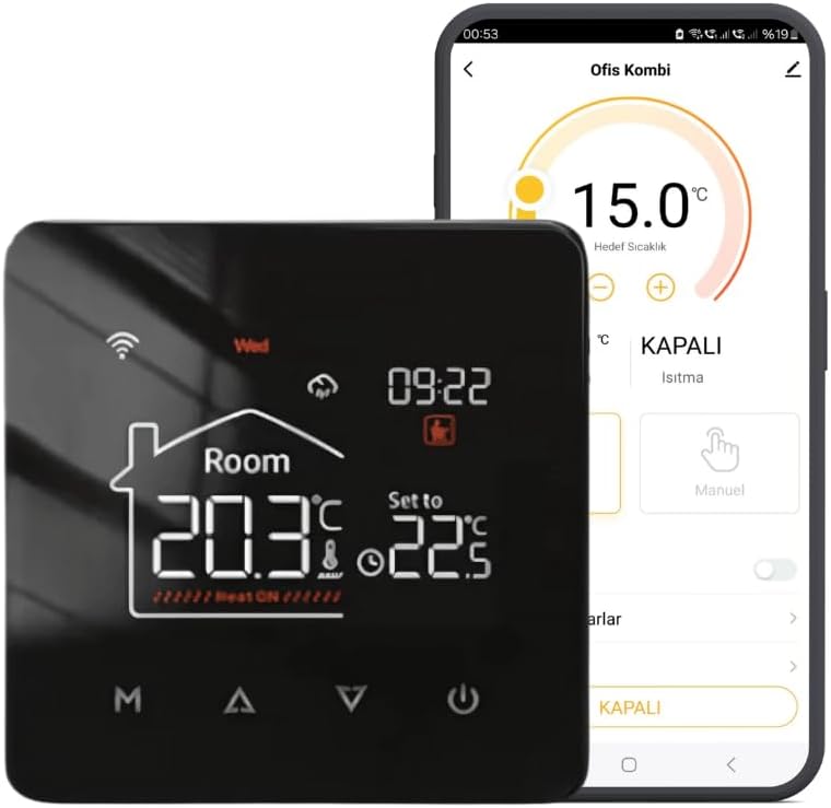 WiFi Kablolu Akıllı Oda Termostatı (Tuya ve Smart Life Uyumlu)
