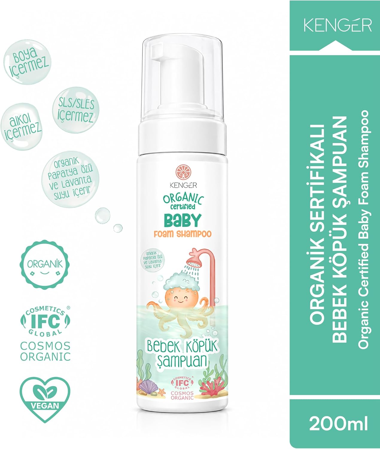 Organik Bebek Köpük Şampuan, 200 ml