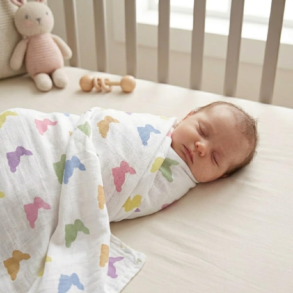 % 100 Pamuk Müslin Bebek Örtüsü - Rainbow Lapin 70x70 cm MUSLIN-RAL-007070