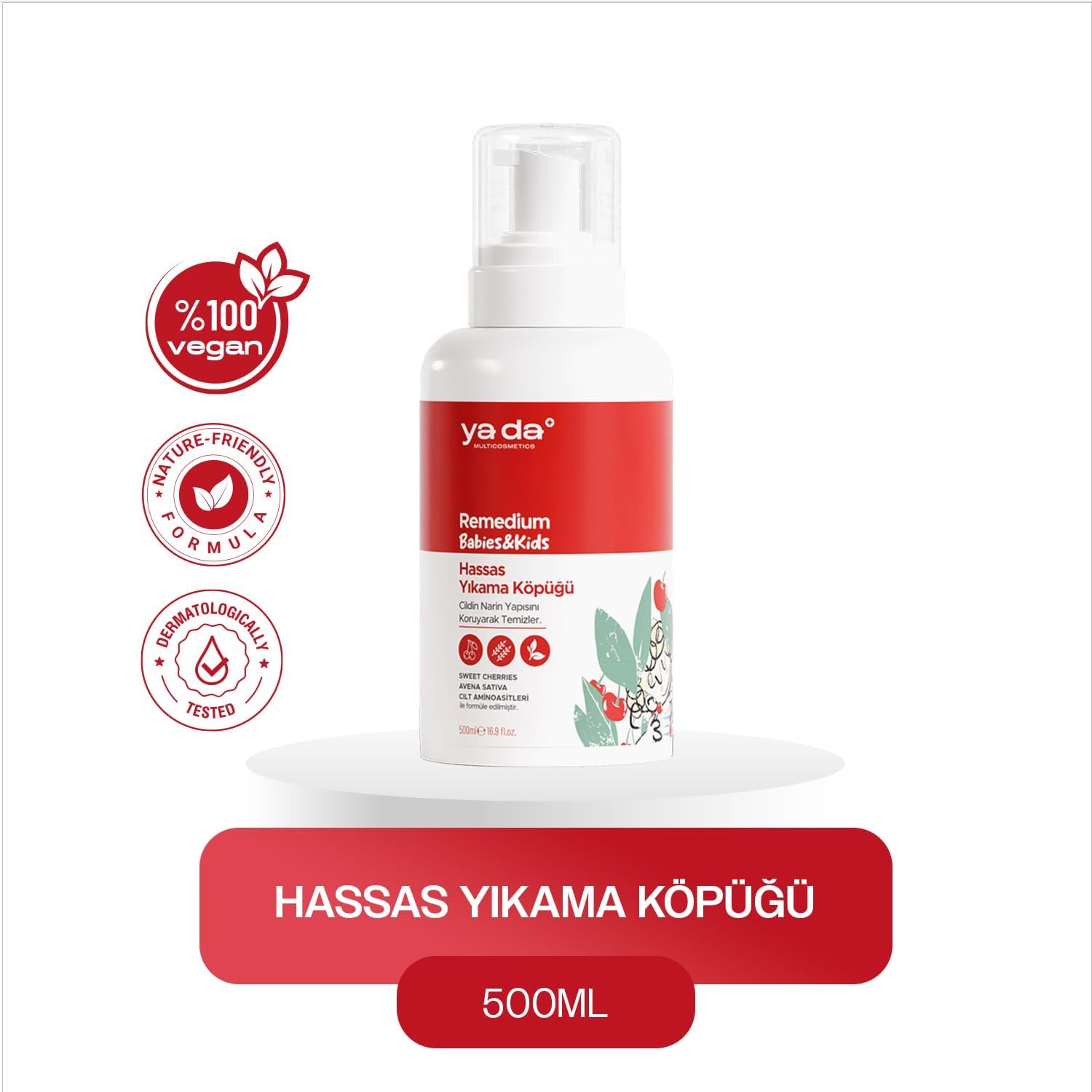 Remedium Babies & Kids Hassas Yıkama Köpüğü, Saç ve Vücut Şampuanı, Nemlendirici, Vegan, 500 ml