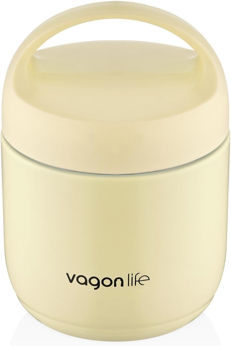 Vagonlife Bento 1200ml Lunchbox 1 Kaseli 4-6 Saat Sıcak/Soğuk Termos Özellikli Çelik Sefer Tası Yemek Kutusu (Sarı)