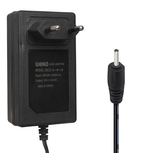 Weko WK-38112 Yerli Üretim 12 Volt - 2 Amper 2.5*0.7 Mm Uçlu Priz Tipi Adaptör