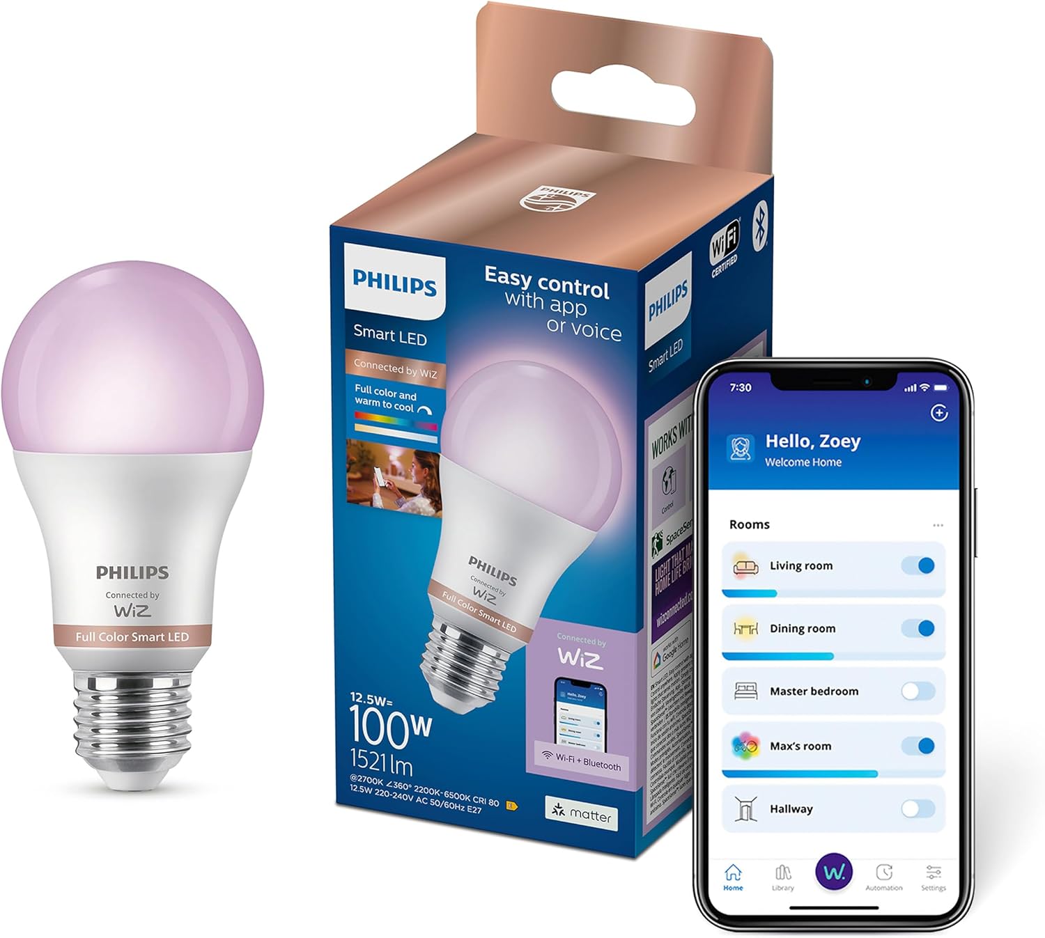Smart Lighting LED Ampul A60 E27 100W Eşdeğer RGB - Google Home, Alexa, HomeKit ve Matter uyumlu
