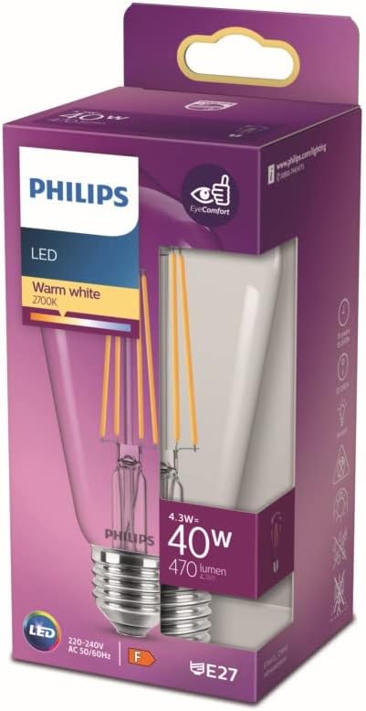Philips LED classic 40W ST64 E27 Sıcak Beyaz Dim Edilmez Filament LED Ampul