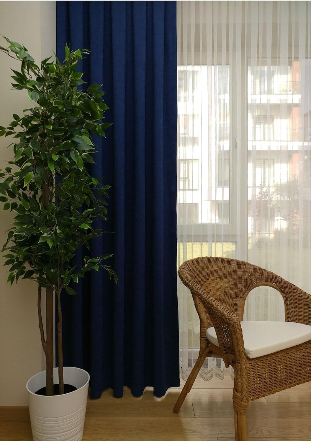 Ev Depo Home Taç Lacivert Düz Renk Pilesiz Fon Perde Ekstraforlu Düz Dikim Tek Kanat EVDADALCVRT004, Lacivert, 80 x 250