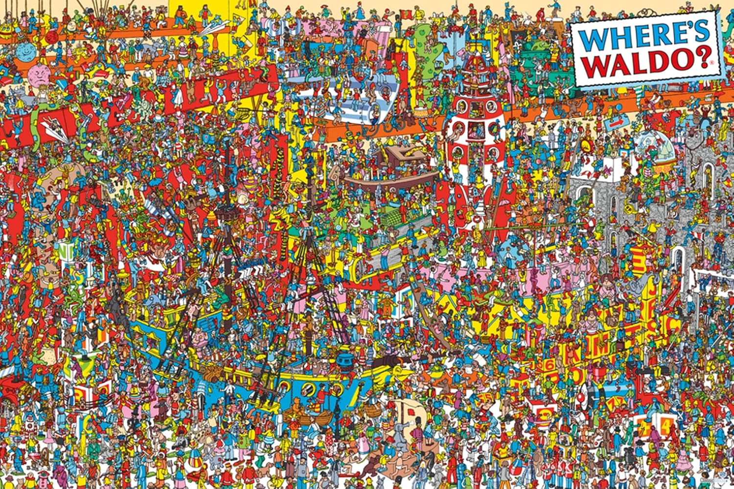 POSTER Where's Waldo ? Visual Challange 36x24 Sanatsal Baskı Poster, Çok Renkli (AQ 241425)