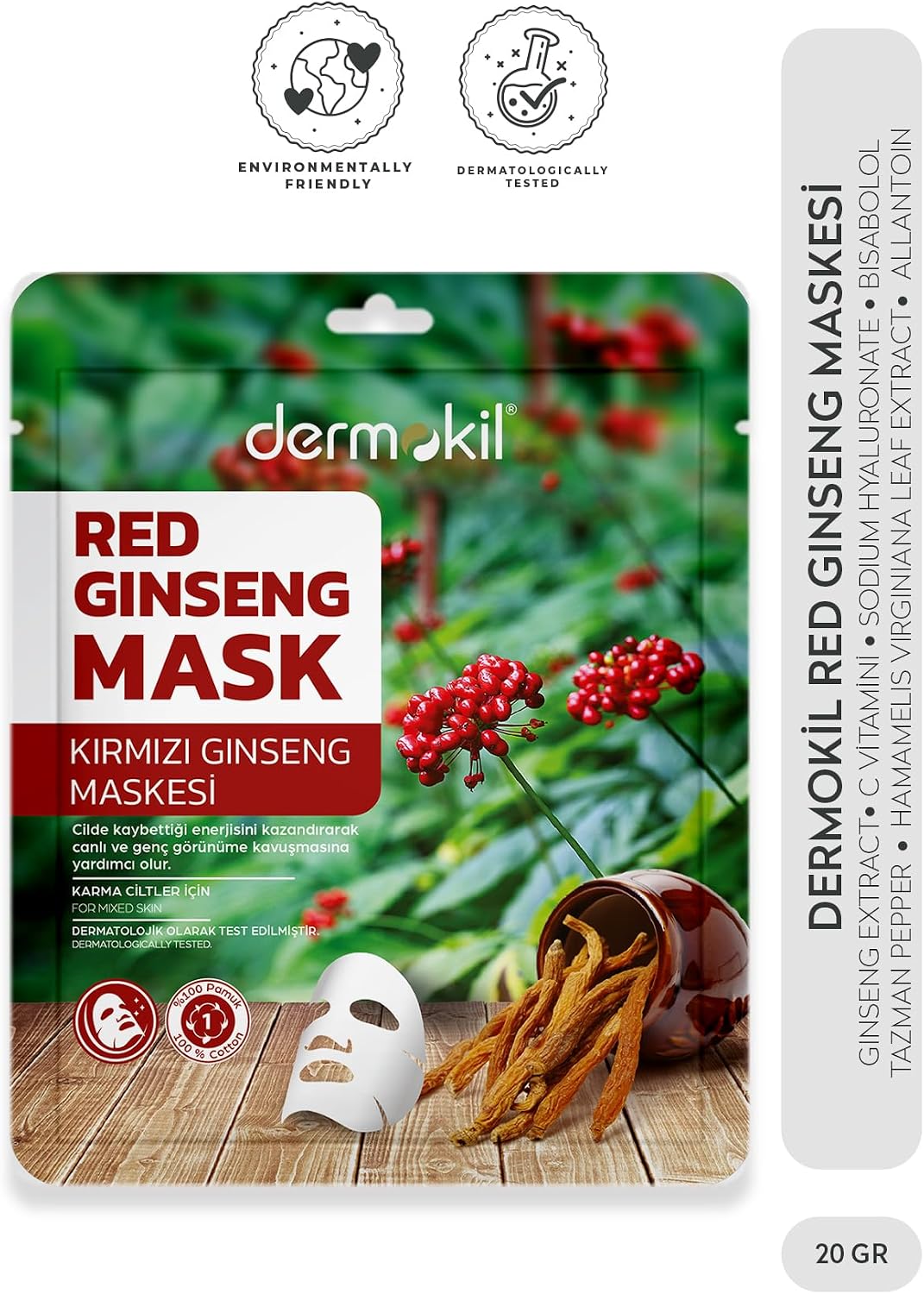 Kırmızı Ginseng Maskesi Karma Ciltler için 20 gr