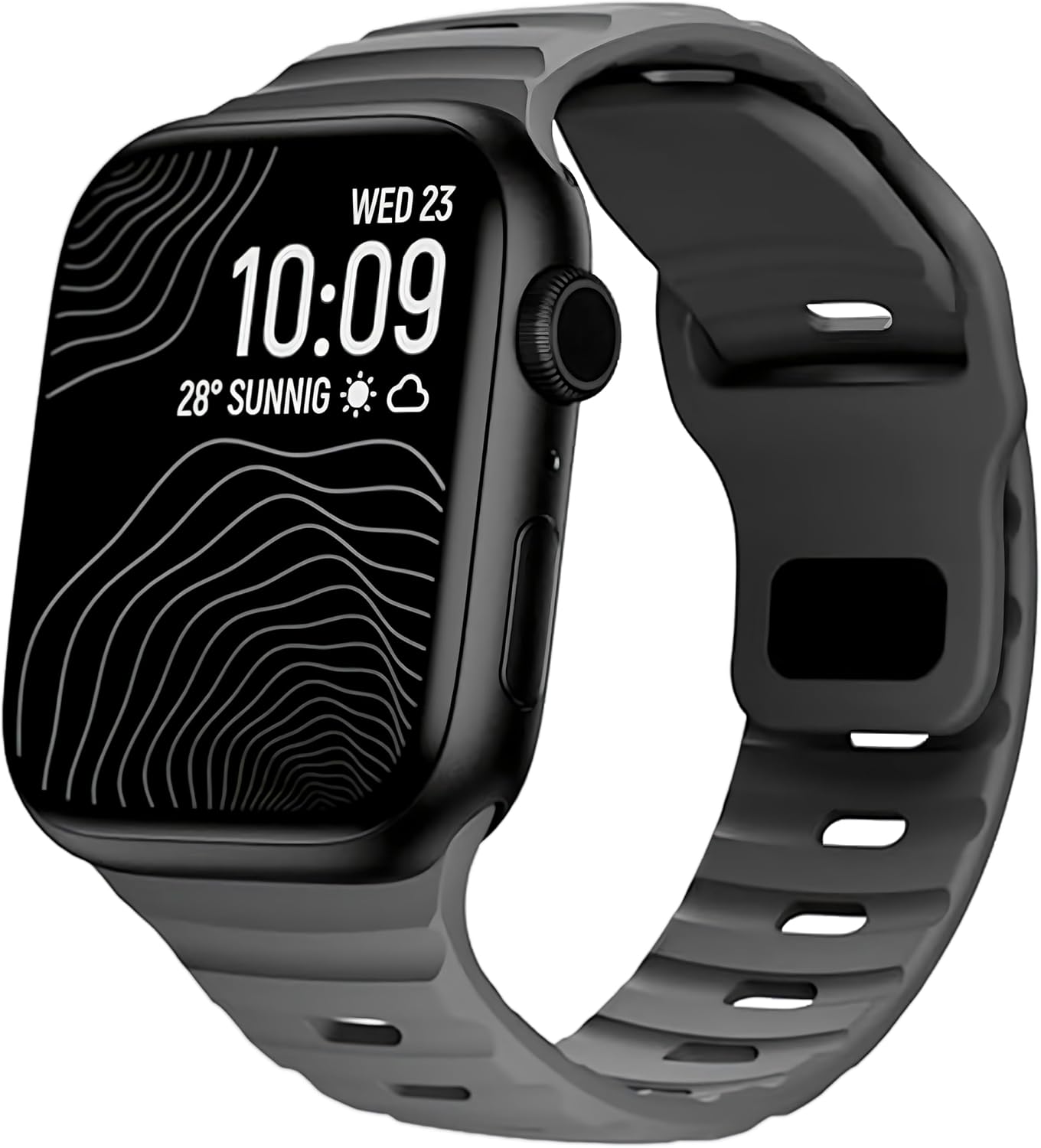 Apple Watch Yumuşak Silikon Su Geçirmez Watch Band, Apple Watch Ultra Kordonları ile uyumlu 49/45/44/42 mm, iWatch Serisi 8 7 6 5 4 3 2 1 SE Ultra için Erkek Kadın Spor Kordonu