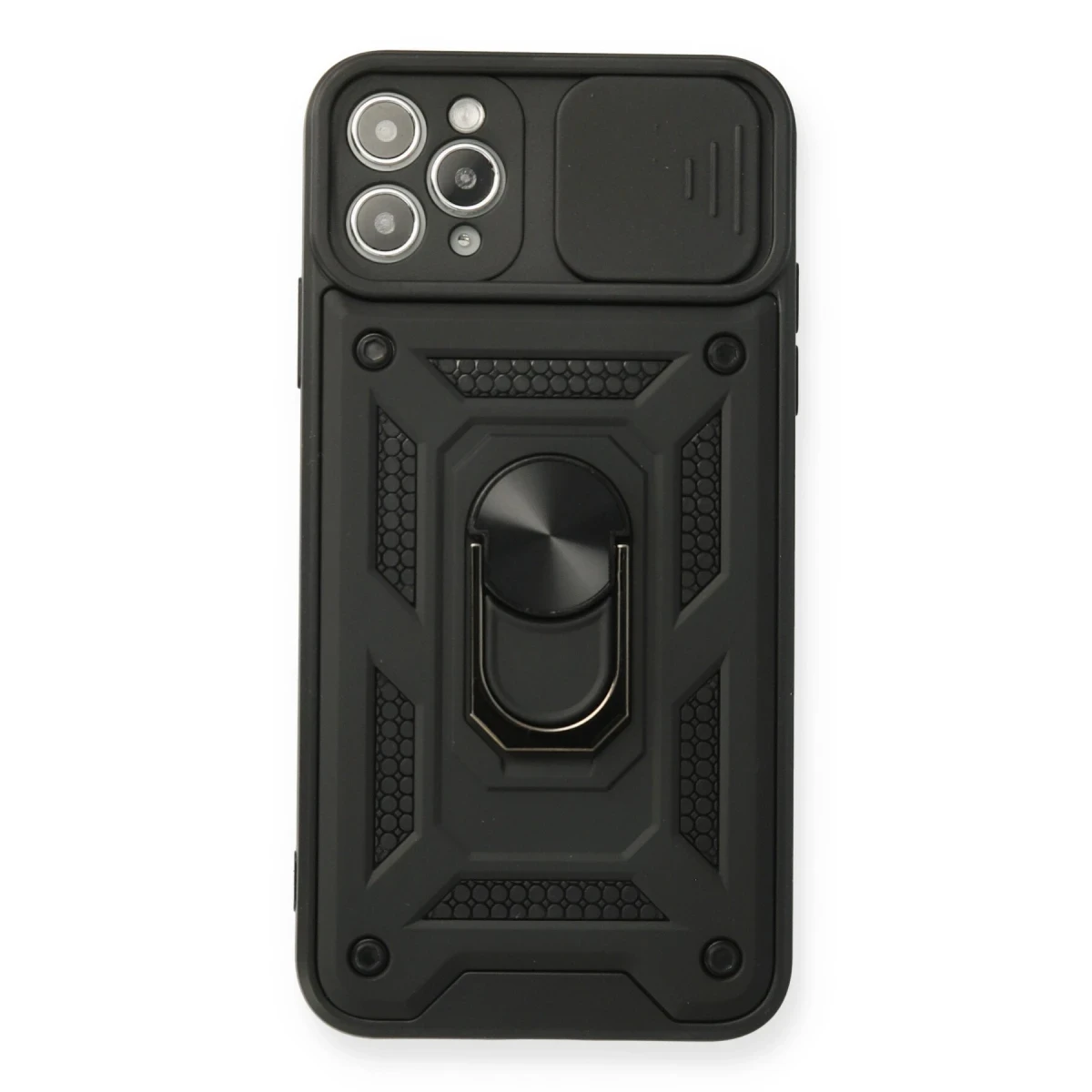 Apple iPhone 11 Pro Kılıf Pars Lens Yüzüklü Silikon - Siyah