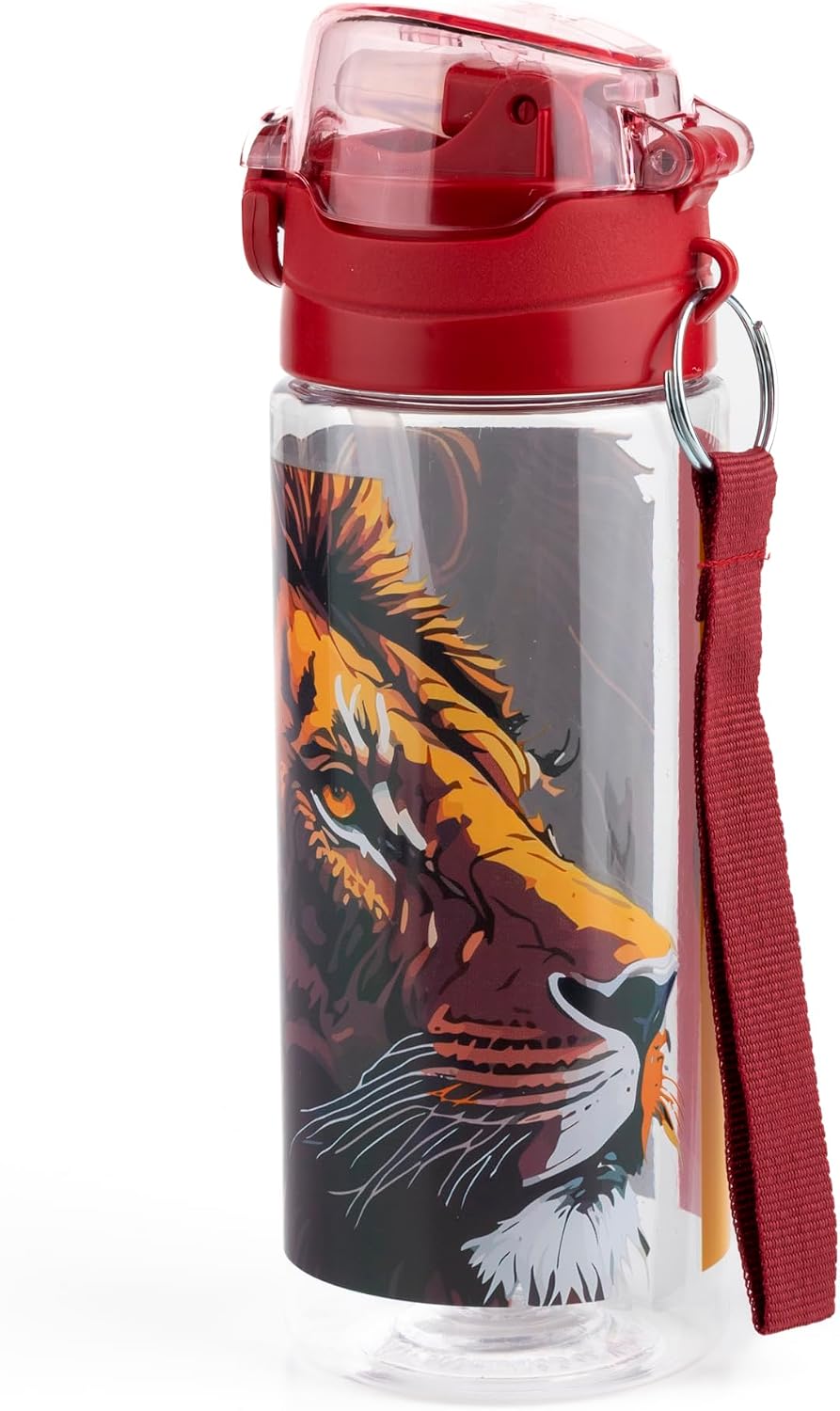 Galatasaray Lisanslı Spor Su Şişesi, Kırmızı Kapaklı, Aslan Desenli 500ml Plastik Matara 25570
