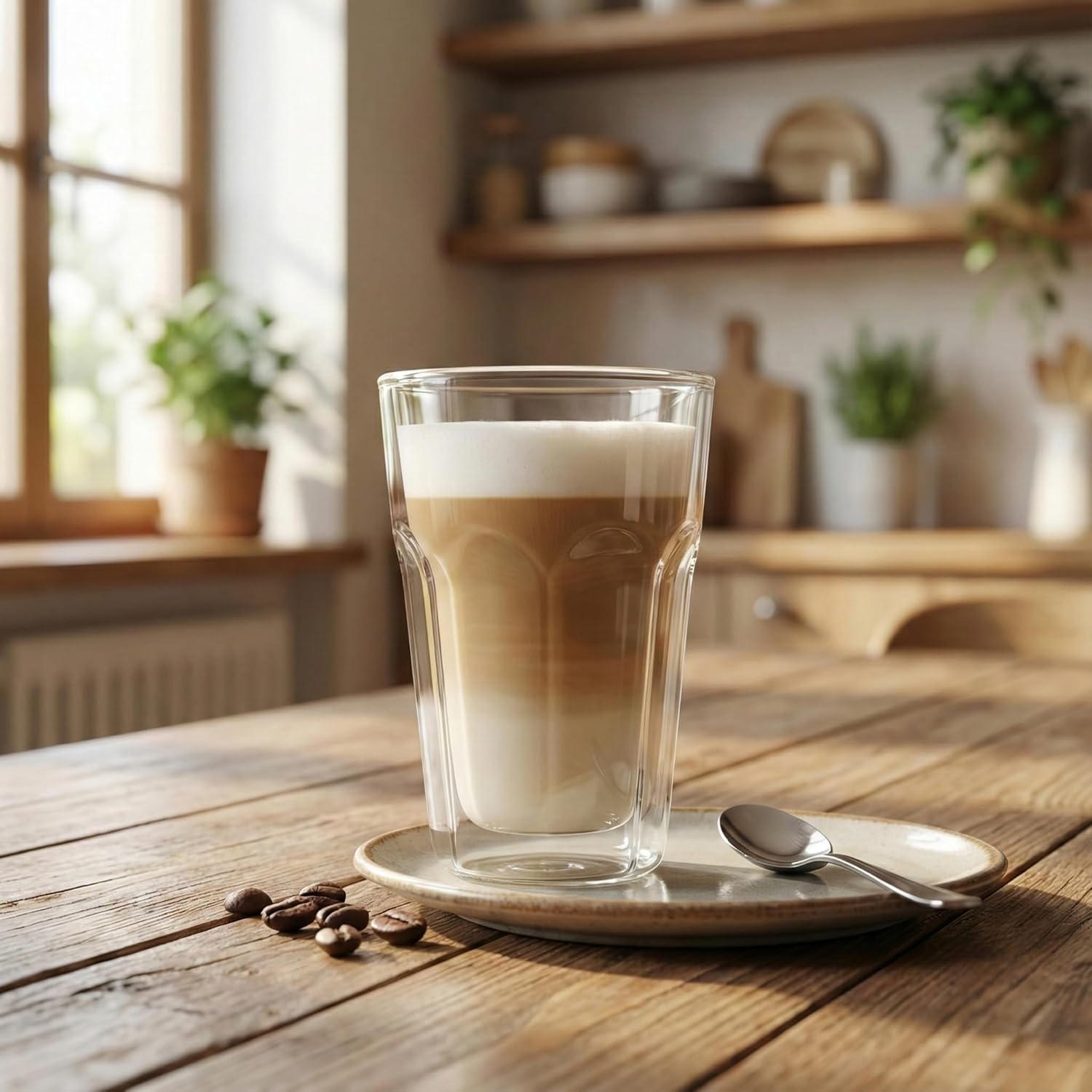 Çift Cidarlı Cam Kupa Bardak, 200ml, 250ml ve 350ml Seçenekli, Isı Yalıtımlı Borosilikat Kahve ve Çay Bardağı, El Yakmayan Modern Tasarım Double Wall Meşrubat Bardağı (1 Adet) (350ML 1 ADET)