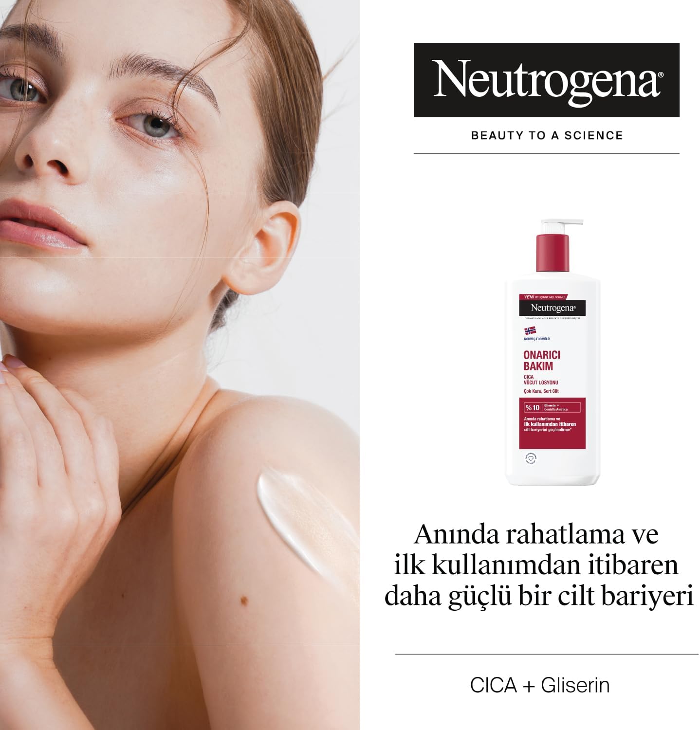 Onarıcı Bakım CICA Vücut Losyonu 400 ml Çok Kuru Sert Ciltler için Pantenol ve Allantoin İçerir