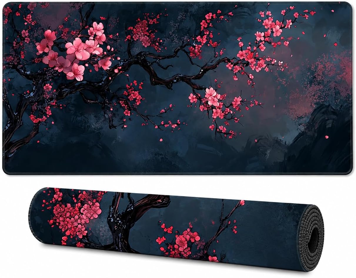 ZEN XXL Oyuncu Mouse Pad 90x40 cm 3mm Dikişli Kenar Kaymaz Taban Büyük Masaüstü Mouse Pad Gaming Mousepad Ofis ve Çalışma Masası Japon Temalı Sakura Koleksiyonu
