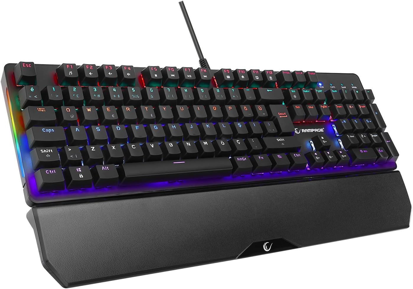 KB-R86 UMBRA Siyah USB Rainbow Aydınlatmalı Mekanik Gaming Oyuncu Klavyesi (Red Switch)