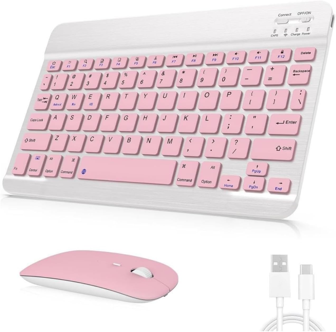 Kablosuz Bluetooth Klavye ve Mouse Seti – Tüm Cihazlarla Uyumlu (Pembe)