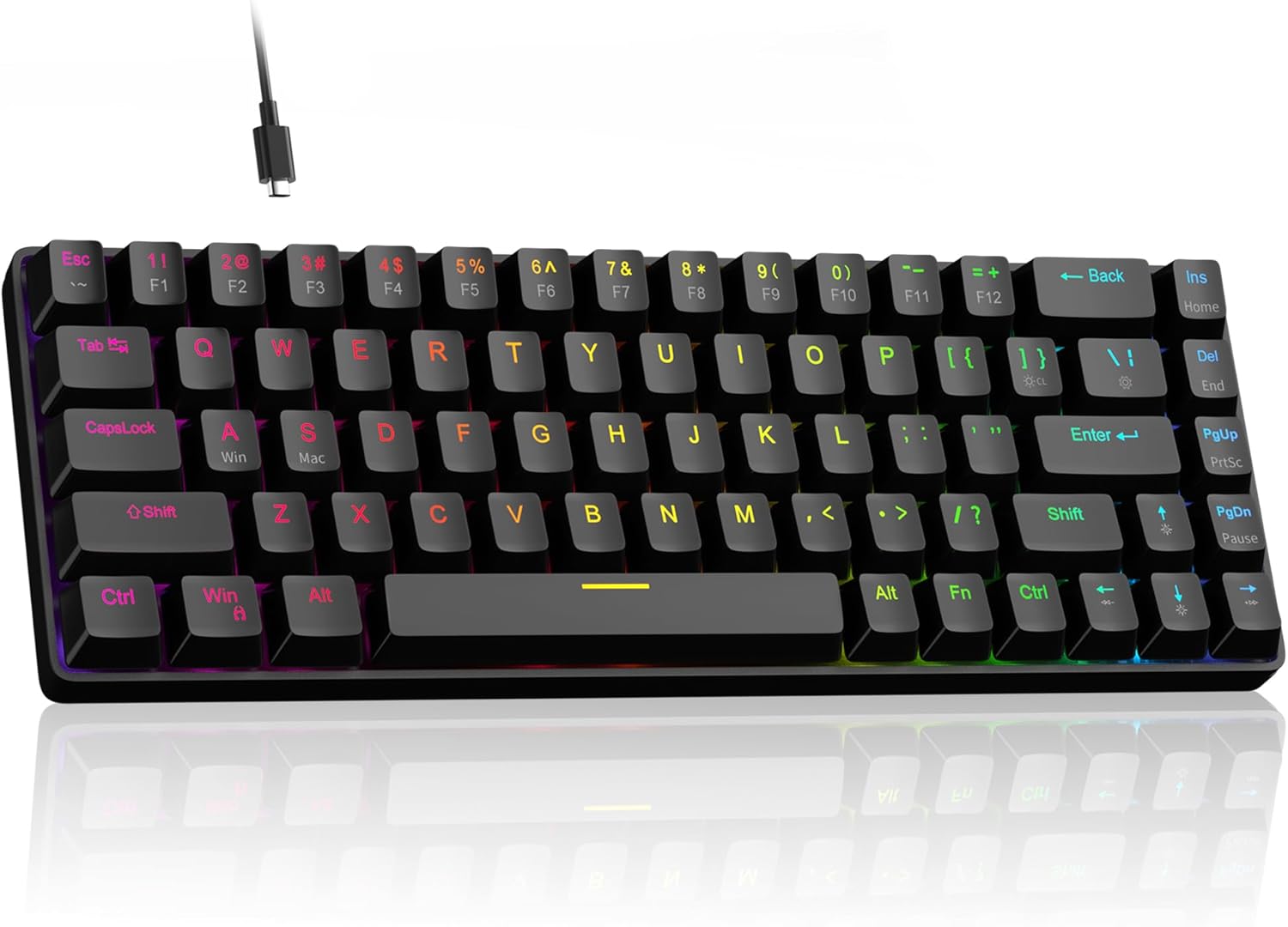 %60 Rapid Trigger Oyuncu Klavyesi, Hall Effect Manyetik Switch, Ayarlanabilir Basış Noktası, Hot-Swappable RGB Aydınlatmalı Kablolu Klavye – Yön Tuşlu, Windows/PC/Mac Uyumlu – Siyah