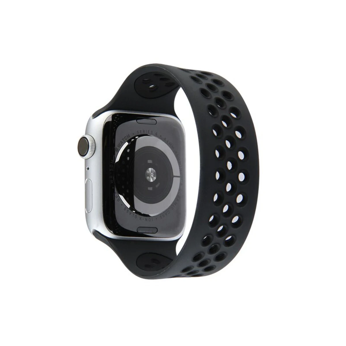 Apple Watch 42mm Ayarlı Delikli Silikon Kordon - Siyah-Siyah