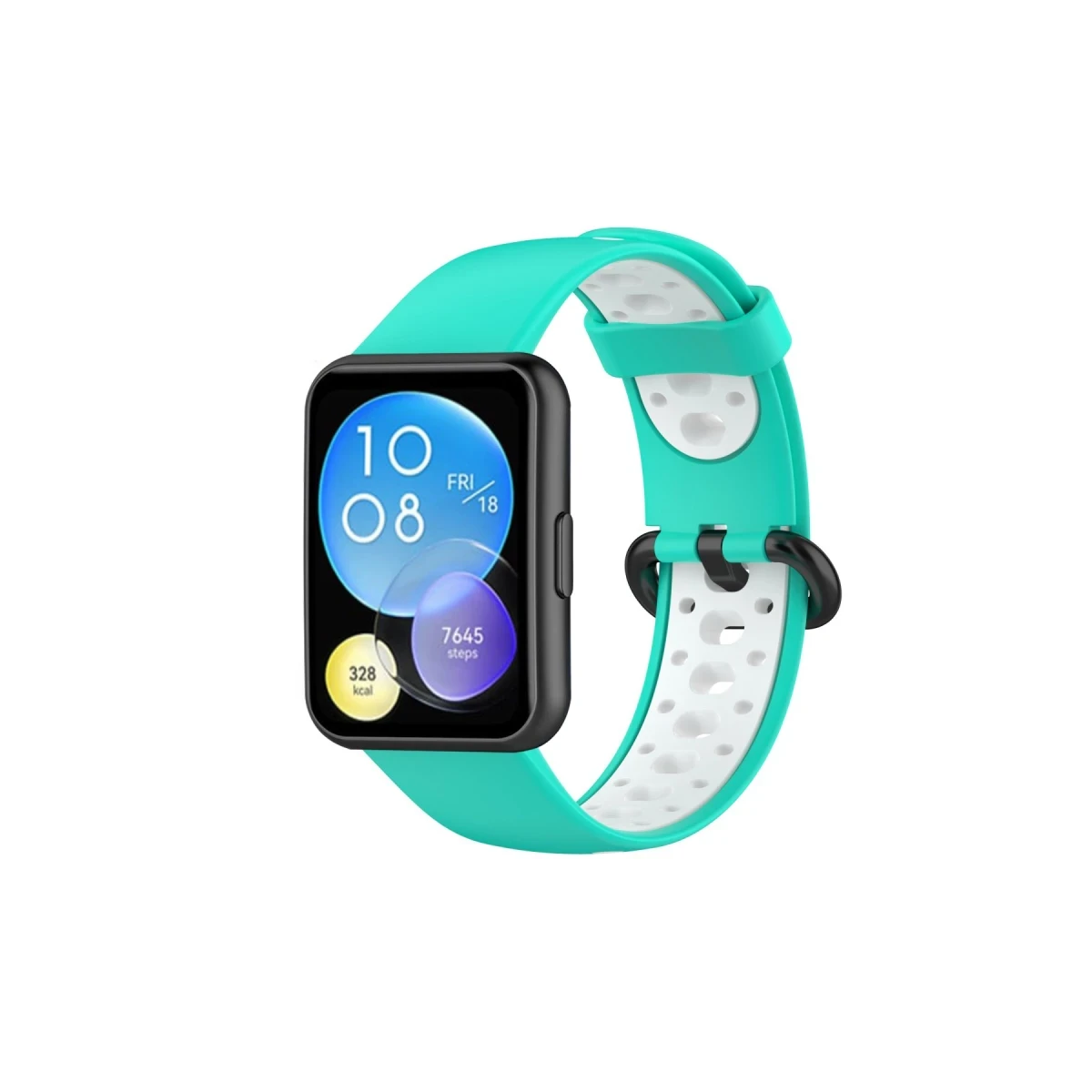 Huawei Watch Fit 2 Spor Delikli Kordon - Turkuaz-Beyaz