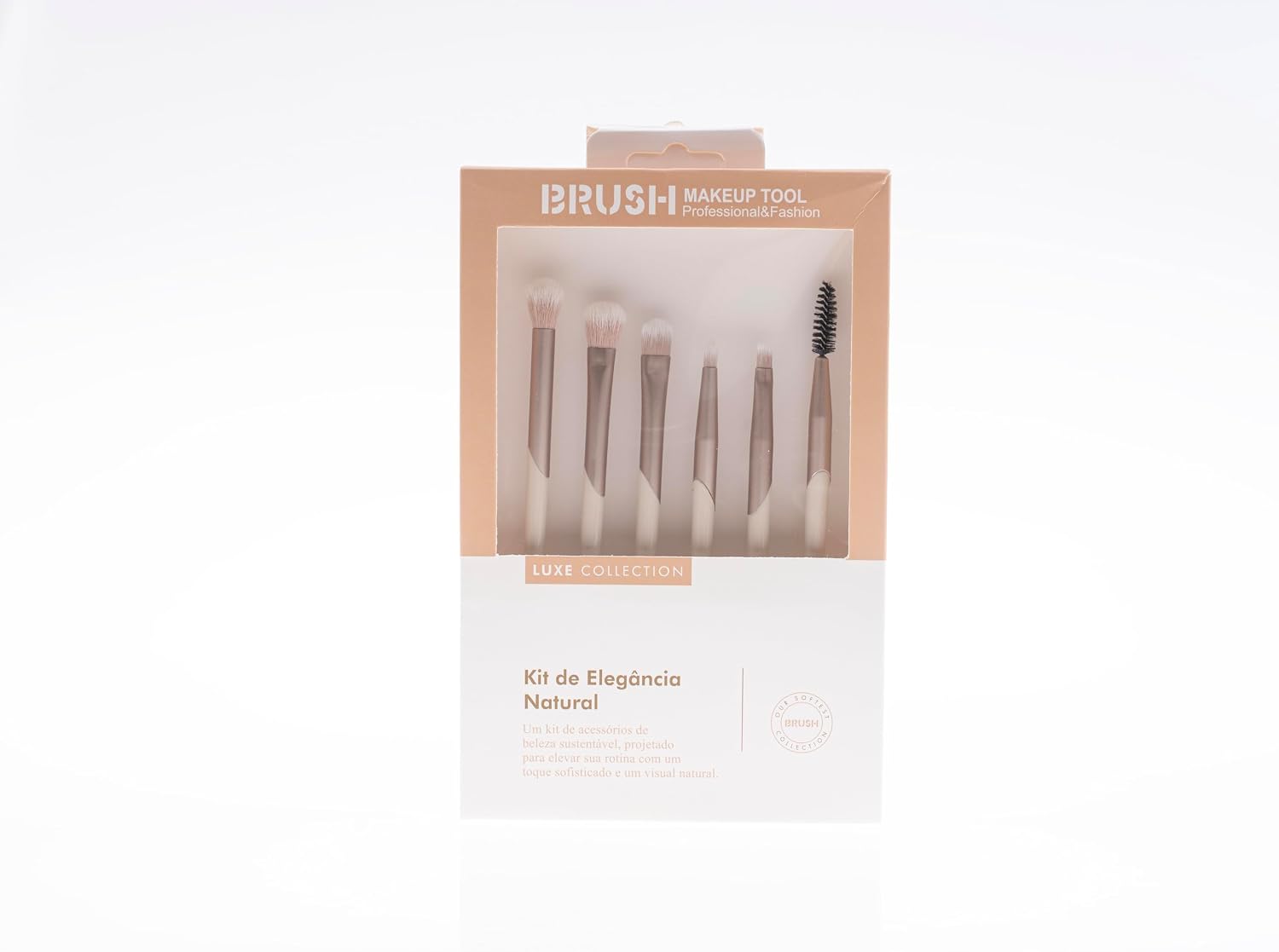 BRUSH Luxe Collection 6 Parça Profesyonel Makyaj Fırça Seti, Ultra Yumuşak Doğal Kıllı Sentetik, Allık, Far, Kapatıcı, Eyeliner ve Kaş Şekillendirici, Krem