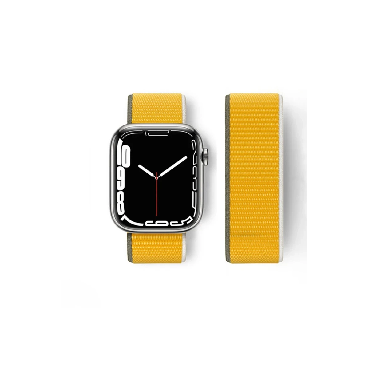 Apple Watch 42mm Hasırlı Cırtcırtlı Kordon - Sarı