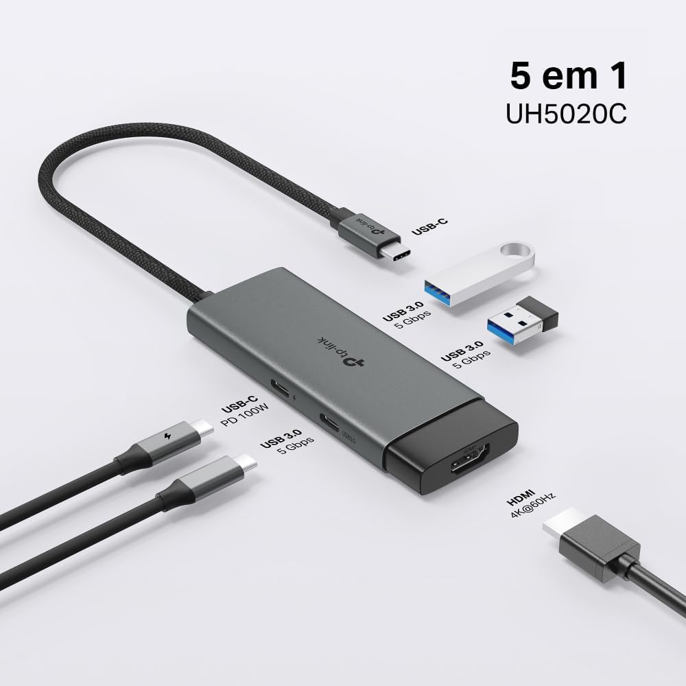 UH5020C | USB-C 5-in-1 Hub | 4K@60Hz HDMI | 100W Hızlı Şarj | 2× USB-A Port | 1× USB-C Port | Tak & Çalıştır | Windows | Mac | Linux & Mobile Uyumlu