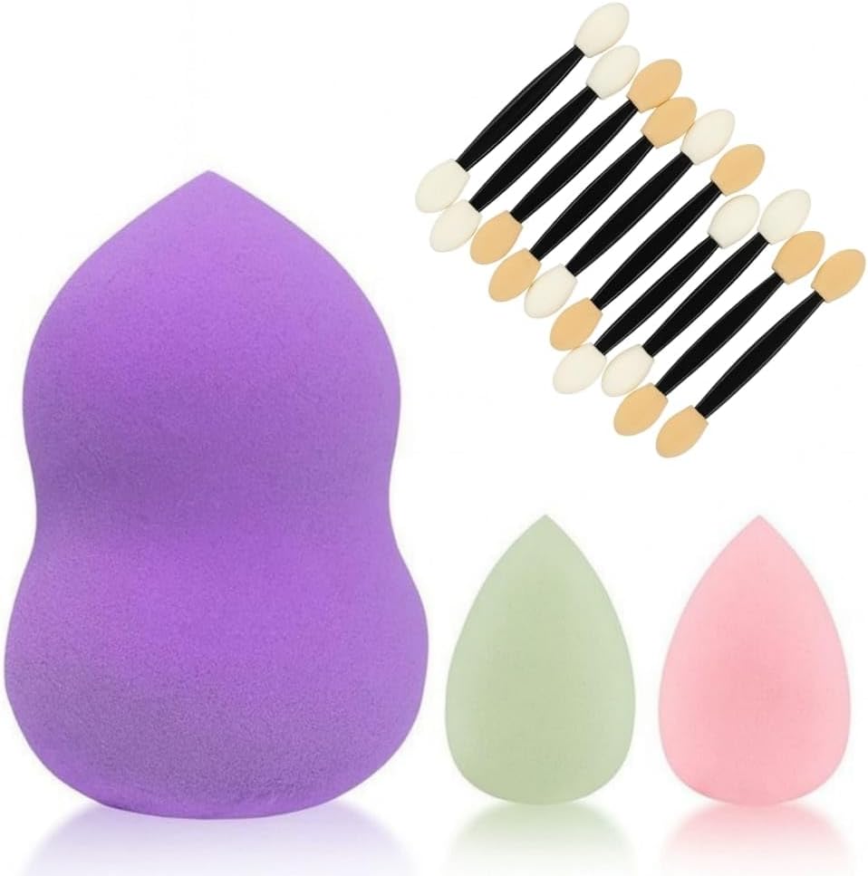 Makyaj Süngeri Seti, 3’lü Beauty Blender Sünger (Büyük, Mini) Çift Taraflı Göz Farı Aplikatörleri, Fondöten, Kapatıcı ve Kontür İçin Profesyonel Makyaj Süngeri Seti