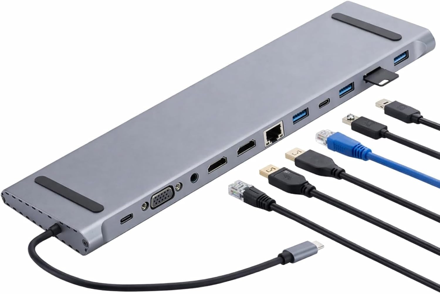 USB-C 12in1 Hub Çoklayıcı Adaptör MacBook ile Uyumlu Çift HDMI VGA RJ45 Ethernet USB 3.0 SD TF Kart Okuyucu PD Şarj Dock Station