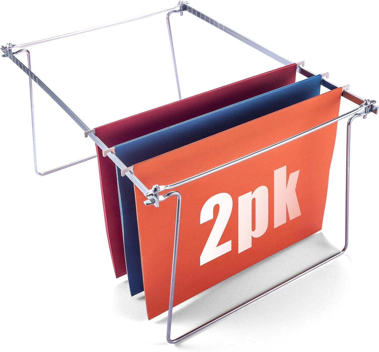 Askılı Dosya Çerçevesi, Mektup Boyutu, Ayarlanabilir 30,5 cm ila 45,5 cm, 2 Adet (1'li Paket) Gümüş