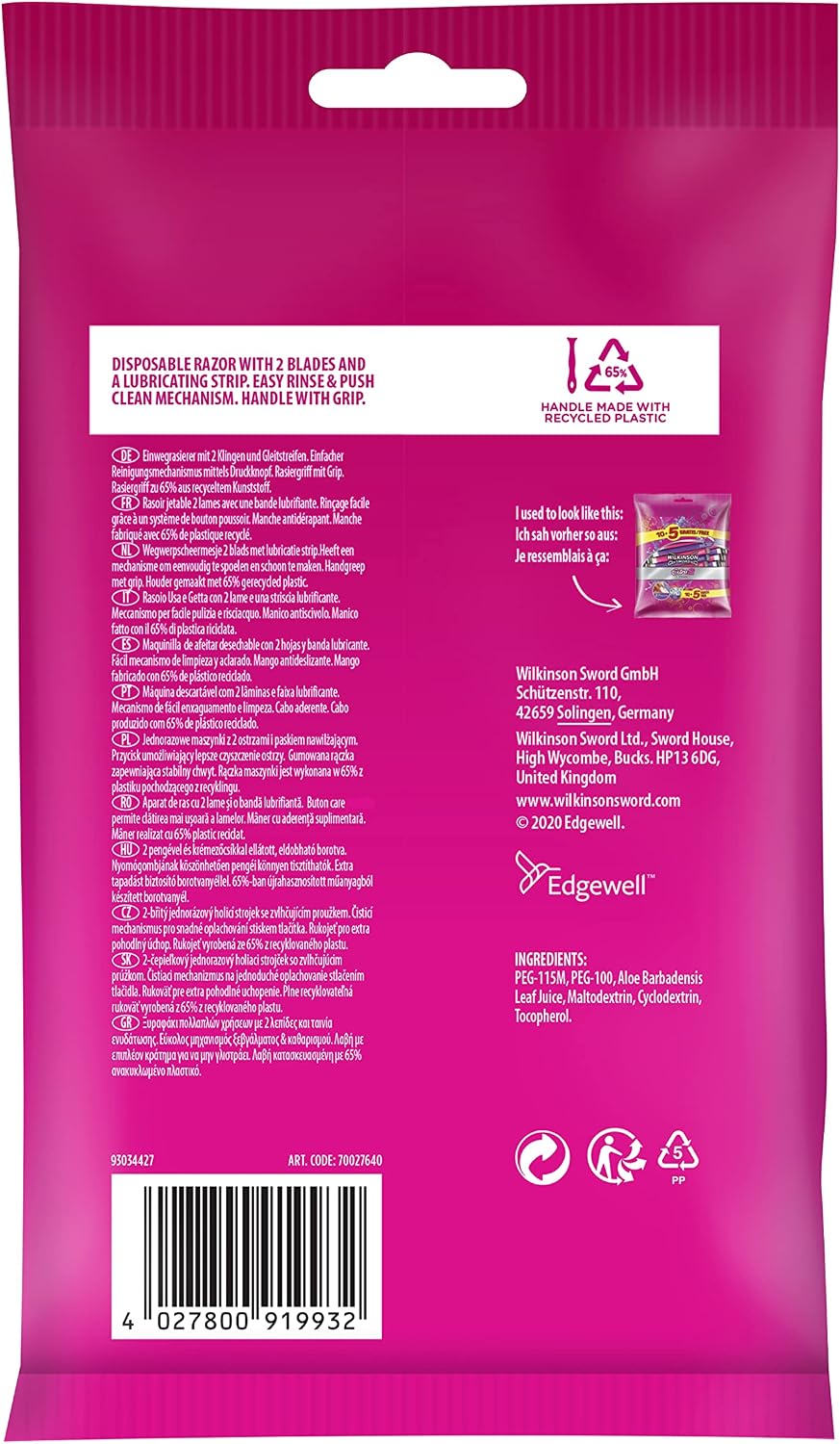Wilkinson ekstra II Beauty tek kullanımlık-makinesi, torba ile 15 adet