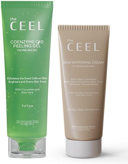 Aydınlatıcı ve Leke Karşıtı Cilt Bakım Seti: Arındırıcı Yüz Peeling Jel (100 ml) & Ton Eşitleyici Bakım Kremi (50 ml) - Alpha Arbutin, Glutatyon ve Kolajen İçerikli Yüz ve Vücut İkili Rutini