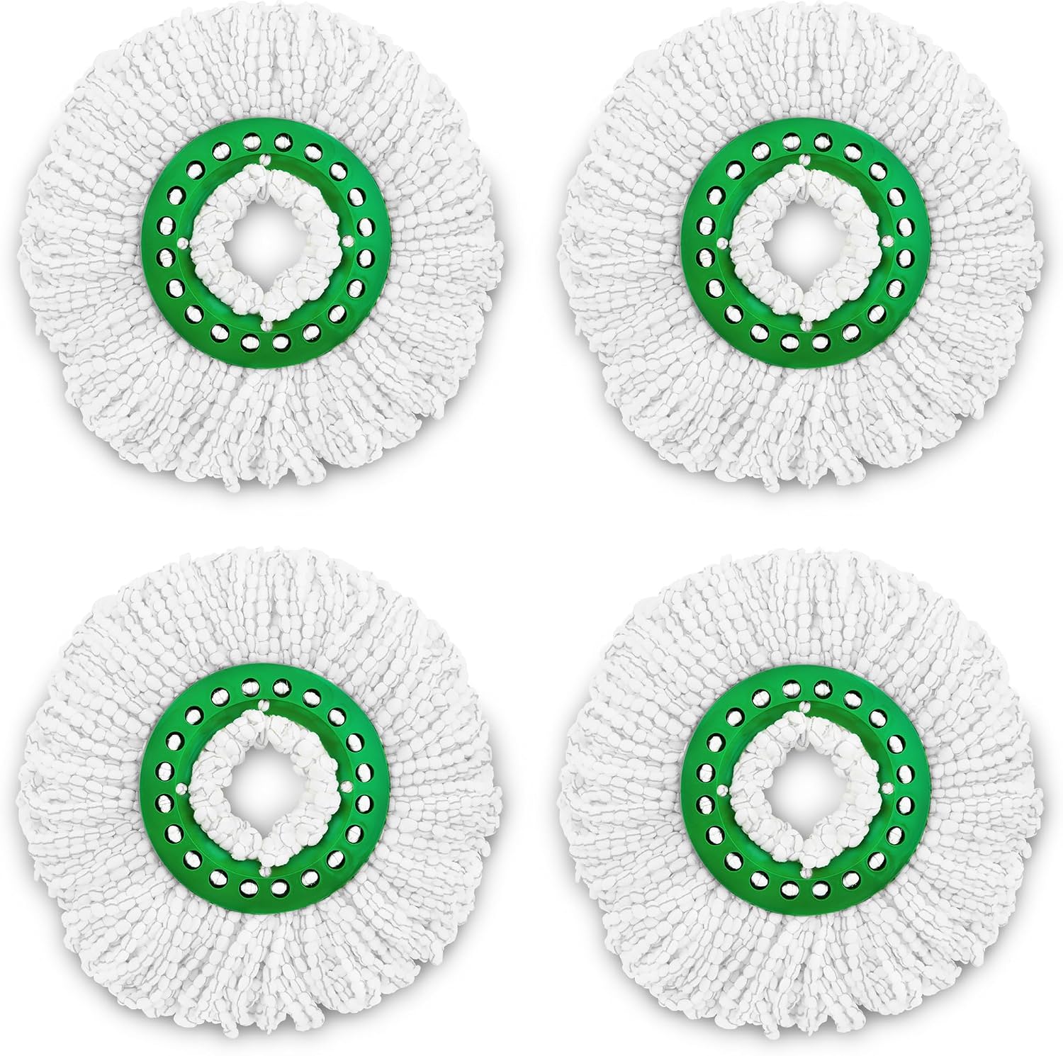 Libman Tornado Spin Paspas Yedekleri - 4 Mikrofiber Kafa Kılıfı, Değiştirmesi Kolay, Makinede Yıkanabilir, Yeşil ve Beyaz, 4 Adet