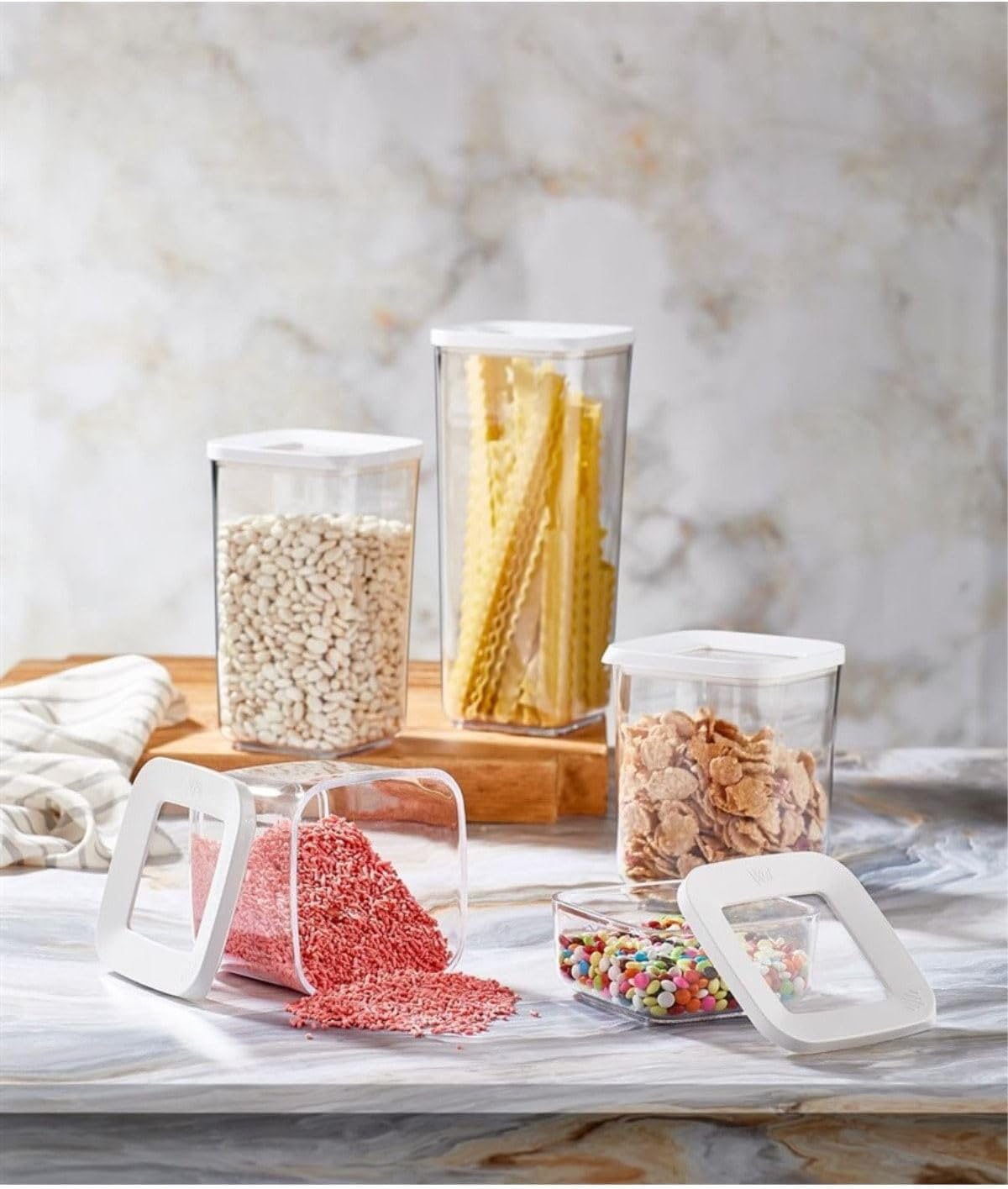 Kare Saklama Kabı (Şeffaf) 5Li Set Vp-188, Beyaz